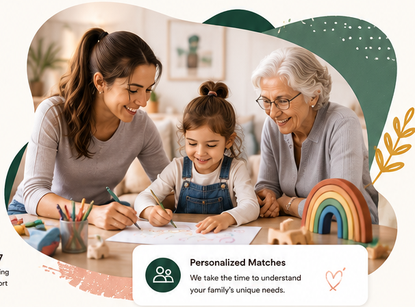 Mother, child and grandmother drawing together
